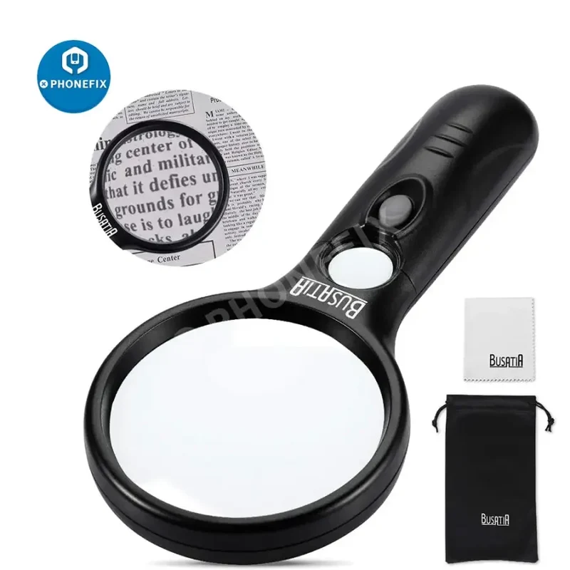 Loupe éclairée par LED BUSATIA 3X 45X pour la lecture, la soudure et les bijoux