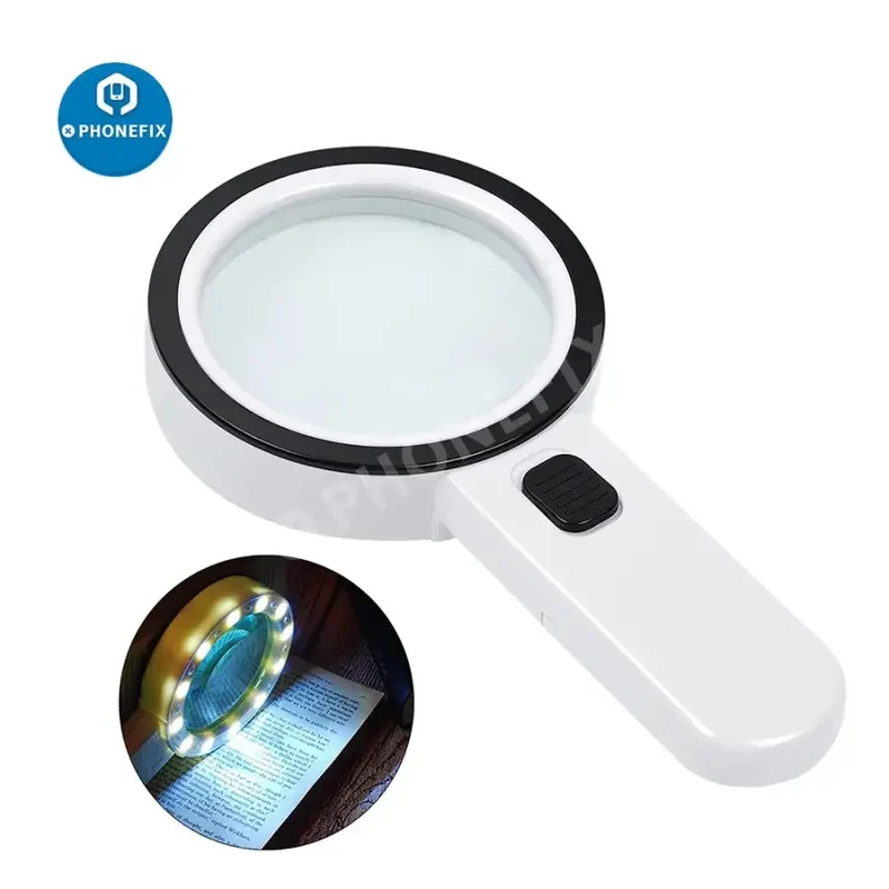 Loupe portative 30X avec éclairage pour soudure, inspection de bijoux et lecture pour seniors
