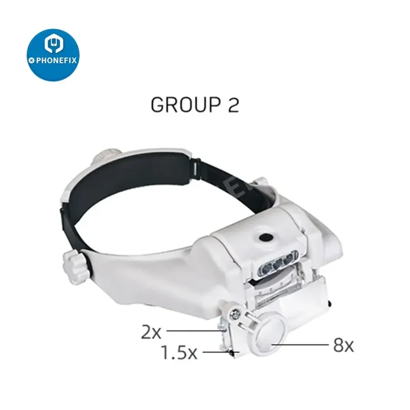 Loupe serre-tête LED 1.5-8X Outil d'assistance à la réparation