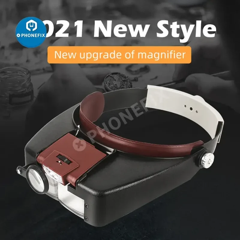 Loupe à LED 10X, style casque, pour réparation de téléphone
