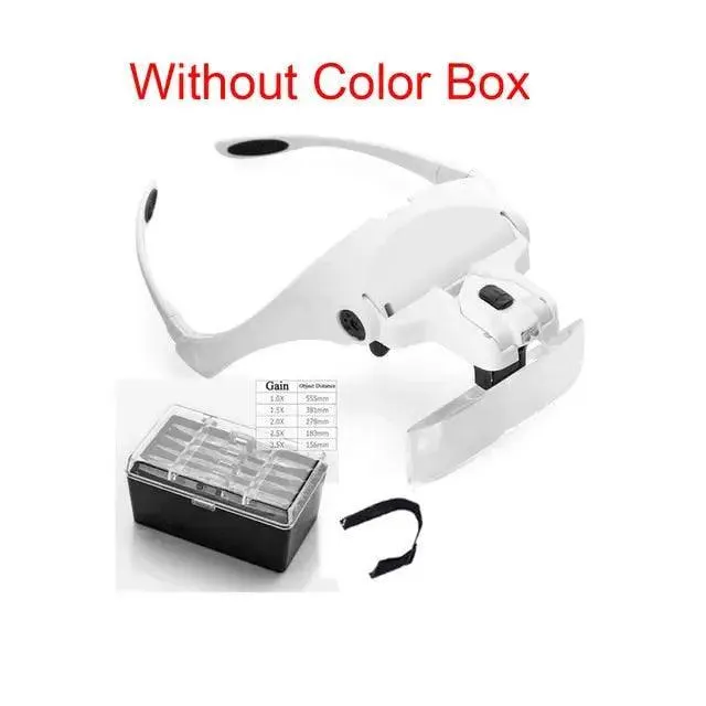 Loupe serre-tête à lentille réglable 1.0X-3.5X avec LED