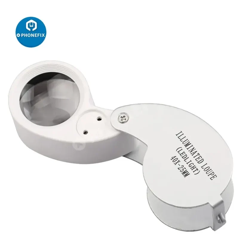 Mini loupe pliante 40X avec éclairage pour l'identification des antiquités