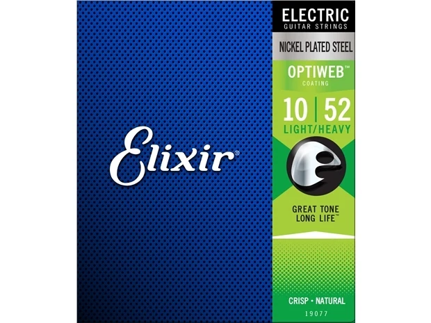 Elixir #19077 Electric Guitar Strings Optiweb Steel 10-52 Light Heavy
