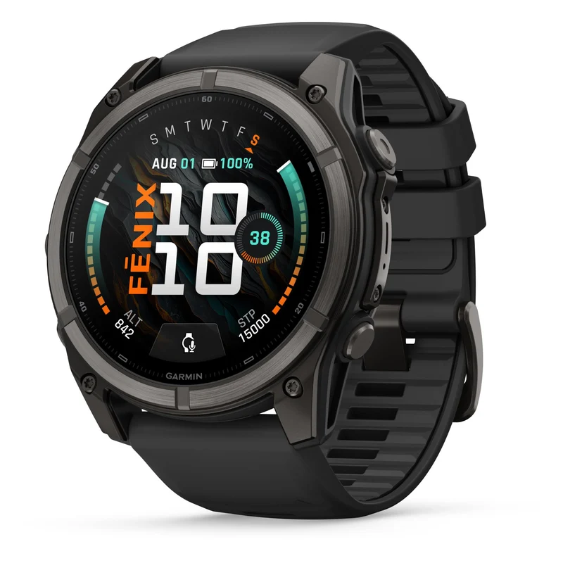 Garmin fenix 9 51mm Carbon Grey DLC Titanium with Black Silicone Band