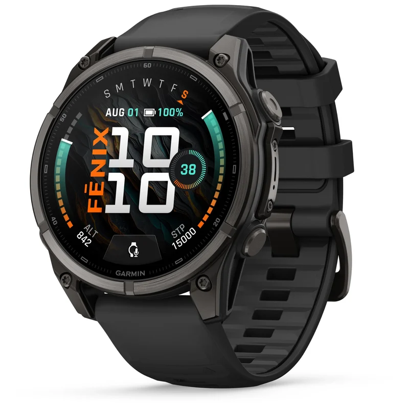 Garmin fenix 9 47mm Carbon Grey DLC Titanium with Black Silicone Band
