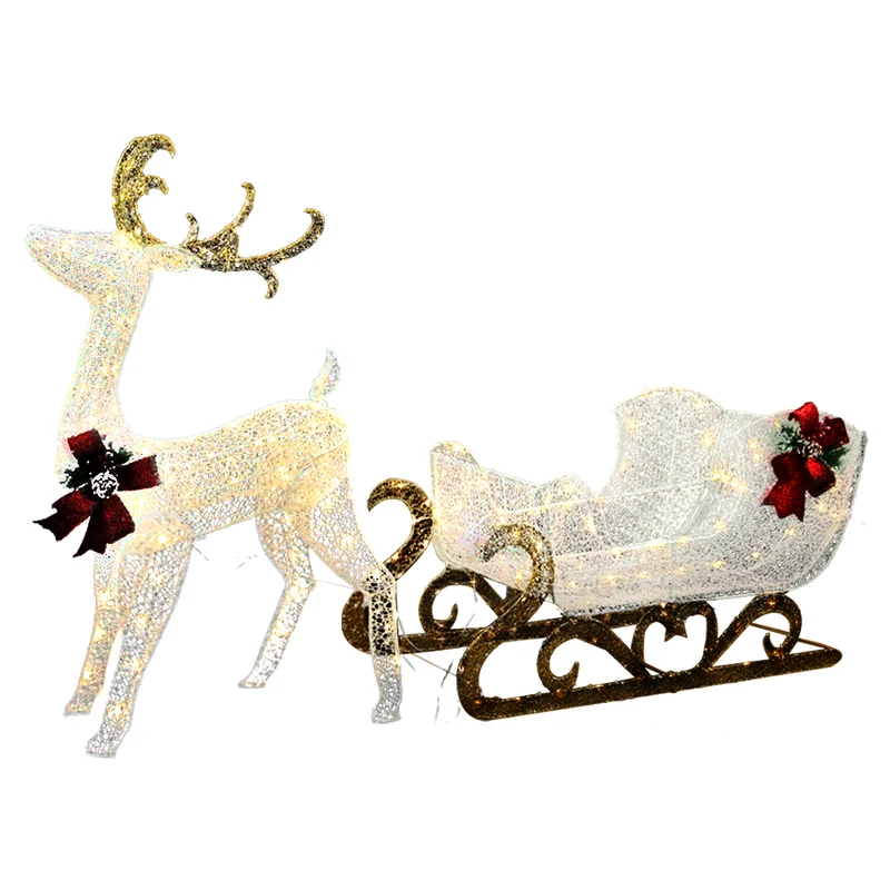 Jingle Jollys Christmas Lights Reindeer Sleigh215 LED Decorations