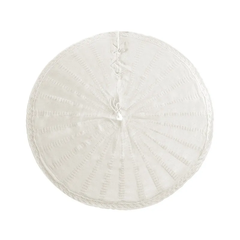 Jingle Jollys Christmas Tree Skirt 120cm Knitted Xmas Tree Ornaments Decor Beige