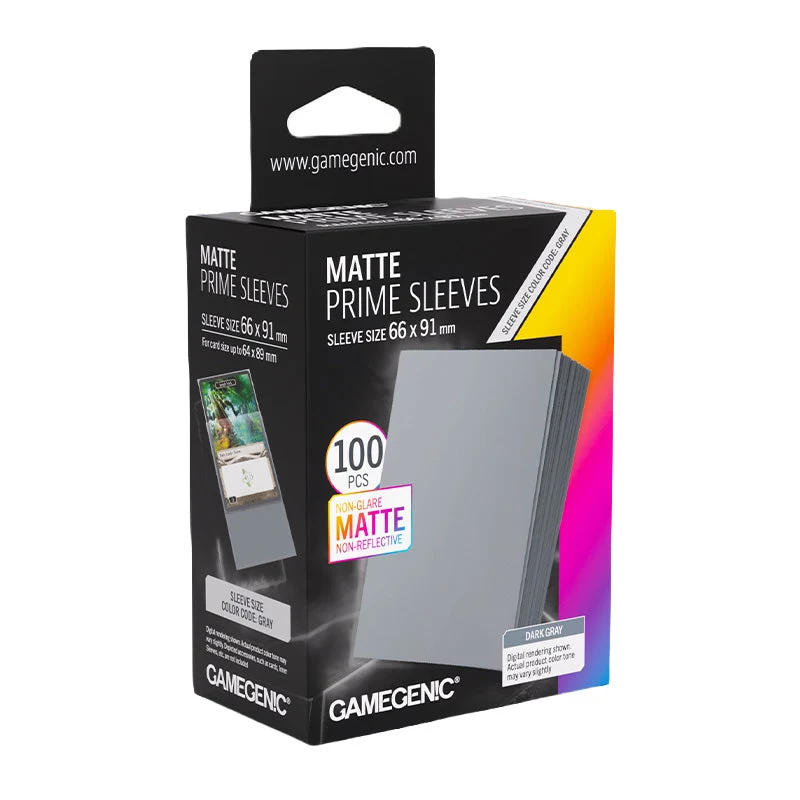 Gamegenic Matte Prime Card Sleeves Dark Gray (66mm x 91mm) (100 Sleeves Per Pack)