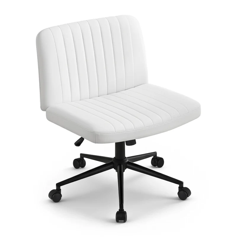 Artiss Criss Cross Fabric Office Chair with Wheels (White)