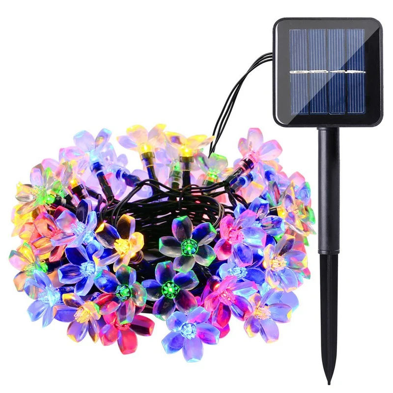 Solar Garden Light Outdoor 7M 50 LED Solar Lamps Waterproof Cherry Blossom Flower Solar String Fairy Lights,Patio,Garden,Xmas