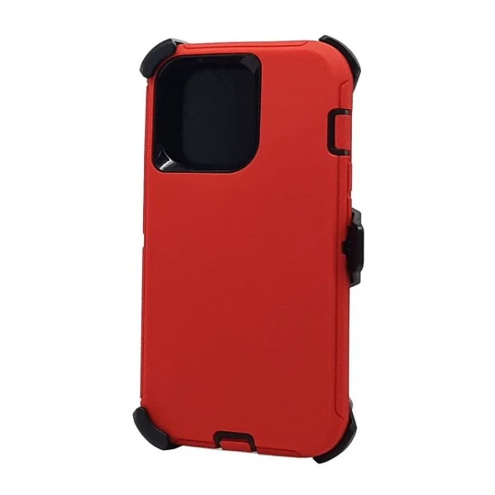 Defender Case w/ Clip For iPhone 16 Pro Max (red)