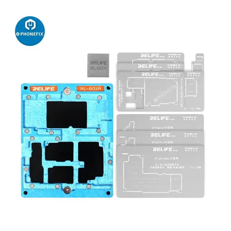 Kit de reballage de cadre central 601 en 10 RELIFE RL-1R pour iPhone X-12 Pro Max