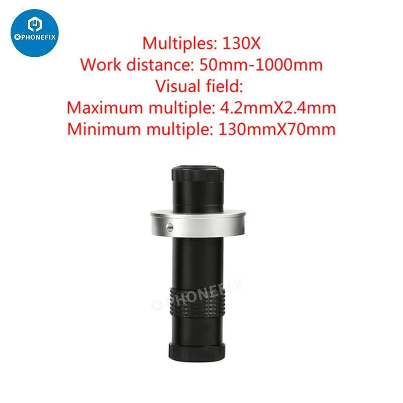 Objectif zoom réglable 130X, 200X et 250X à monture C pour caméra de microscope
