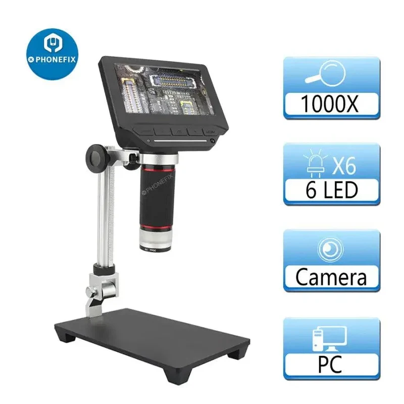 Microscope numérique USB LCD 4.3 pouces pour la réparation de soudures de circuits imprimés