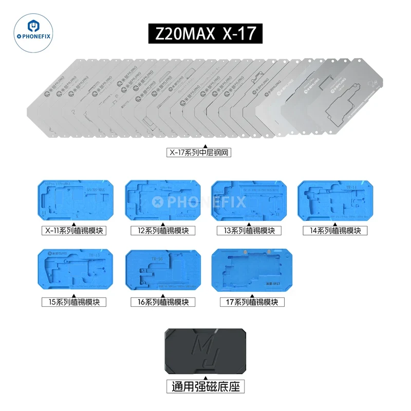 Plateforme de reballing pour châssis intermédiaire Mijing Z20 Max/Pro iPhone X-17 Pro Max
