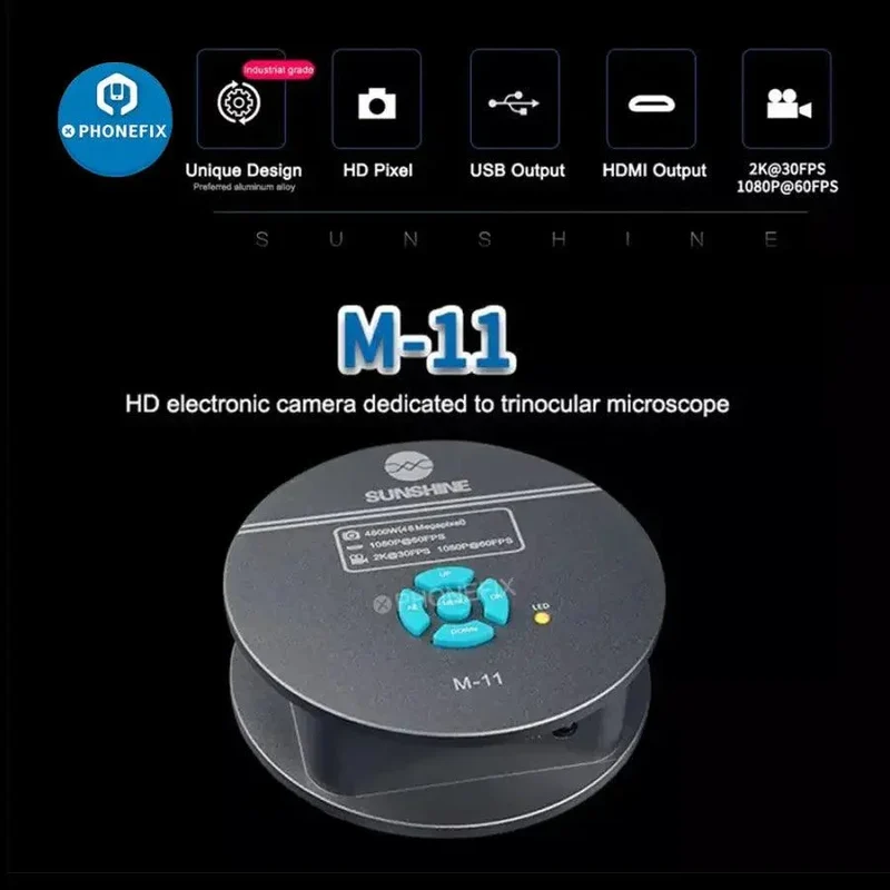 Caméra de microscope HDMI SUNSHINE M-11 4800 W avec capteur d'image Panasonic COMS