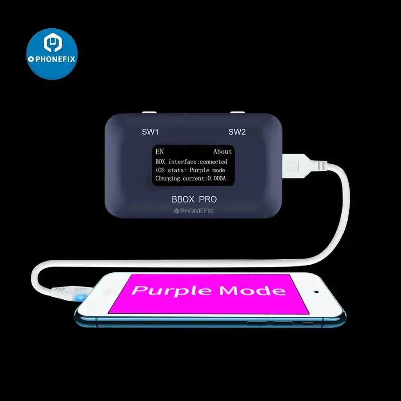 Outil JC B-BOX C3 DFU noir, une touche pour le mode violet pour iOS A7-A11