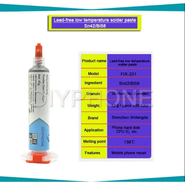 Flux de pâte à souder BGA sans plomb hautes et basses températures 138℃ 183℃ 217℃