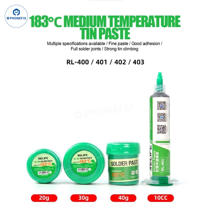 Pâte à souder Relife No-Clean RL-402 183 °C pour réparation de soudures iPhone