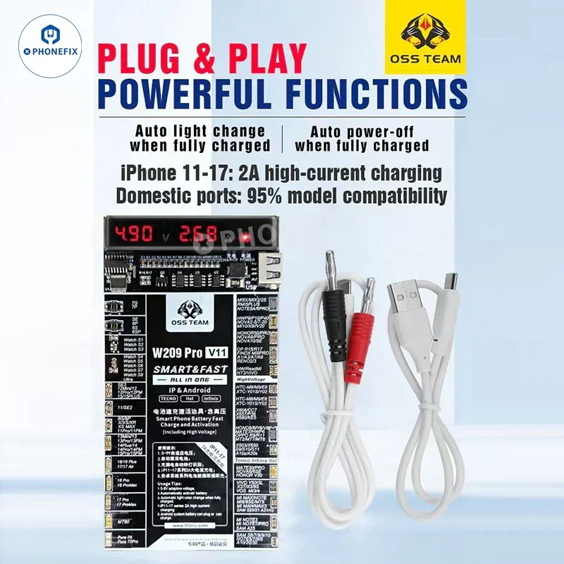 Carte d'activation de charge de batterie W209 Pro V11 pour iPhone 6-17 Android
