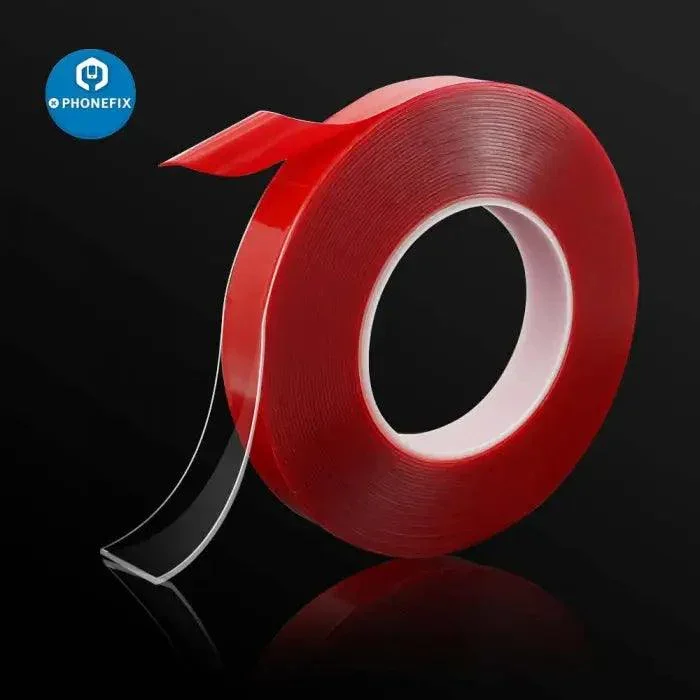 Film PET rouge adhésif double face résistant, 1 mm x 10 m de long, sans trace