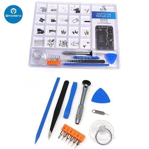 Boîte de pièces de téléphone polyvalente, kit d'outils de réparation de téléphone à faire soi-même