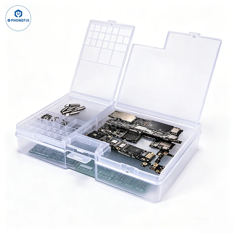 Boîte de rangement en PVC double couche pour composants de réparation de circuits intégrés de téléphone