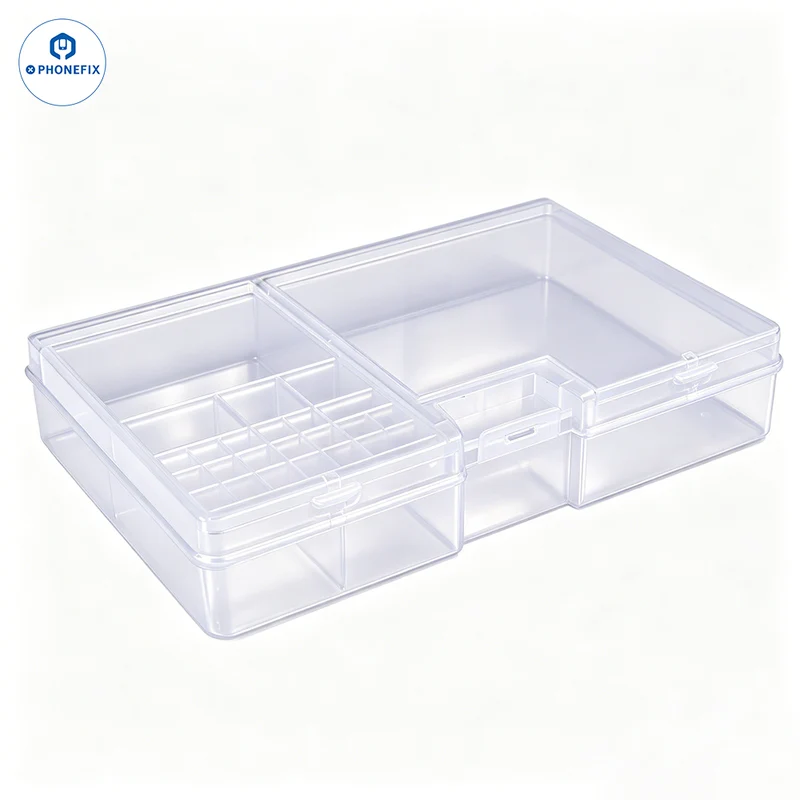 Boîte de rangement en PVC double couche pour composants de réparation de circuits intégrés de téléphone