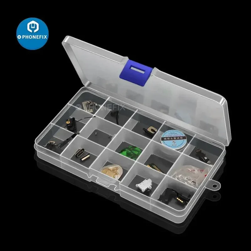 Boîte de rangement en plastique pour pièces de réparation de téléphone