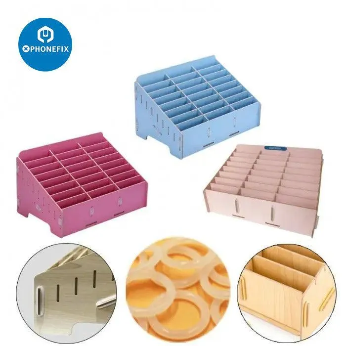 Boîte de rangement en bois pour bureau, outil d'affichage de carte mère de téléphone