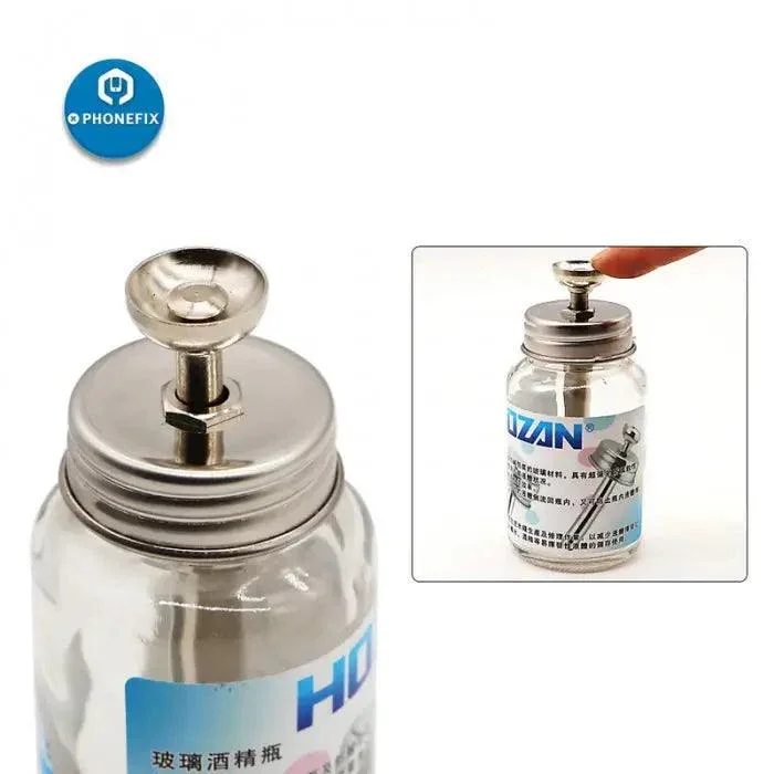 Bouteille d'alcool liquide en verre, bouteille de lavage/nettoyage, outil de réparation de téléphone