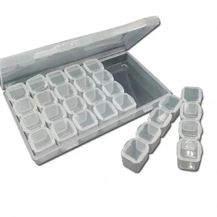 Boîte de rangement transparente en plastique à 28 compartiments, conteneur coloré