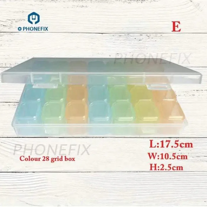 Boîte de rangement transparente en plastique à 28 compartiments, conteneur coloré