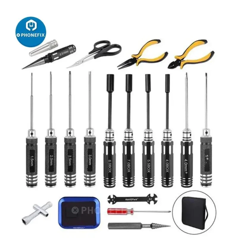 Jeu de tournevis multifonctions et sac à outils pour kit de réparation de voiture télécommandée