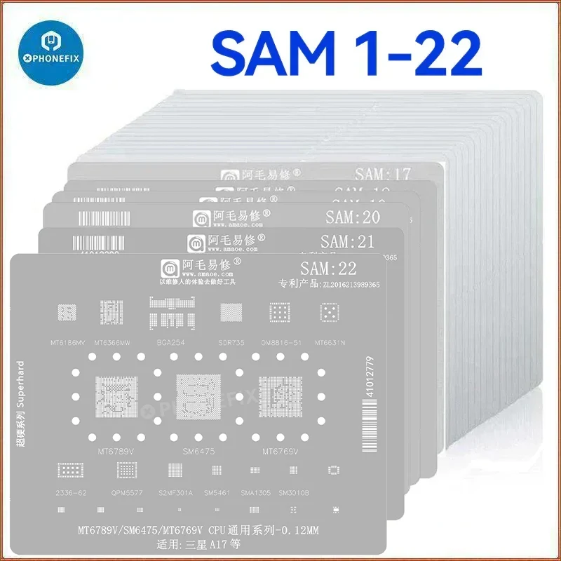 Modèle de pochoir de reballage Amaoe BGA pour Samsung SAM1-SAM 22