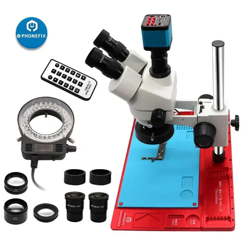 Microscope stéréo trinoculaire simulant 3.5X-90X pour la réparation de soudures de circuits imprimés de téléphones