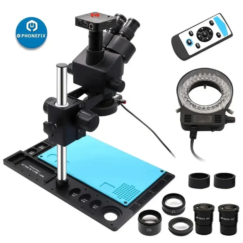 Microscope stéréo trinoculaire noir 3.5X-90X pour la réparation de la carte mère du téléphone