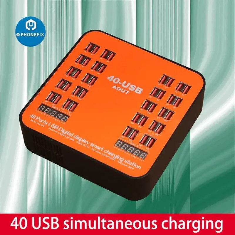 Station d'alimentation USB 200 W avec 40 ports USB et prise de charge multiports