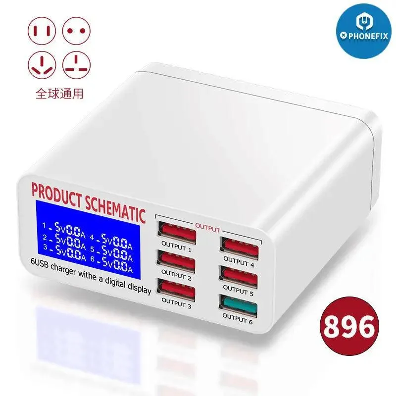 Station de charge USB multiport, chargeur rapide pour iPhone iPad, hub de charge