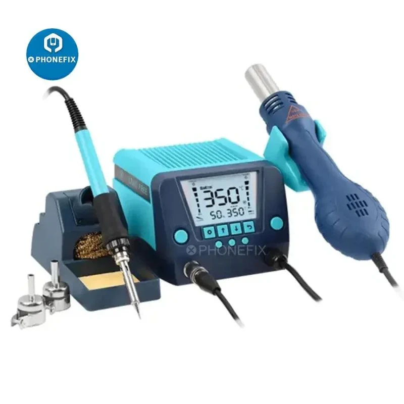 Station de retouche 881 en 2 avec écran LCD numérique et fer à souder BAKON BK1