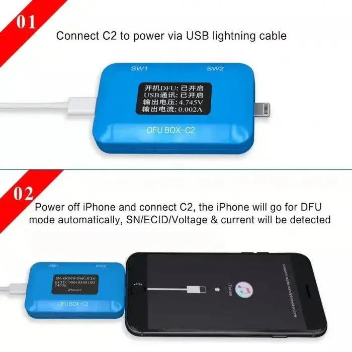 JC C2 DFU BOX One Key DFU iOS iPhone iPad Outil de restauration de démarrage