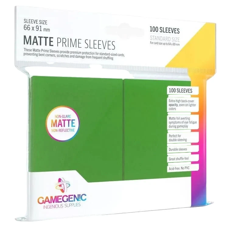 Gamegenic Matte Prime Card Sleeves 66mmx91mm 100 Sleeves Per Pack (Green)
