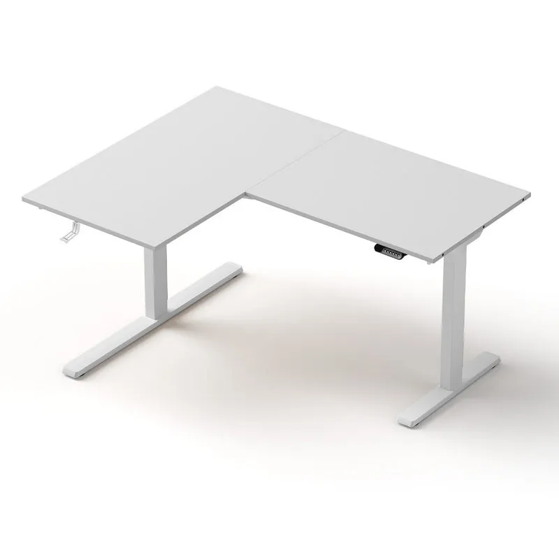 Artiss L‑Shape Electric Motorised Sit‑Stand Standing Desk Height Adjustable - White