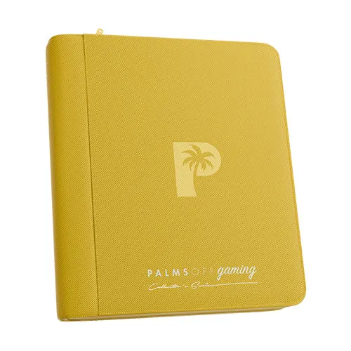 Palms Off Gaming Collector's Series 4 Pocket Card Loader TOP LOADER Clear Zip Binder - Yellow