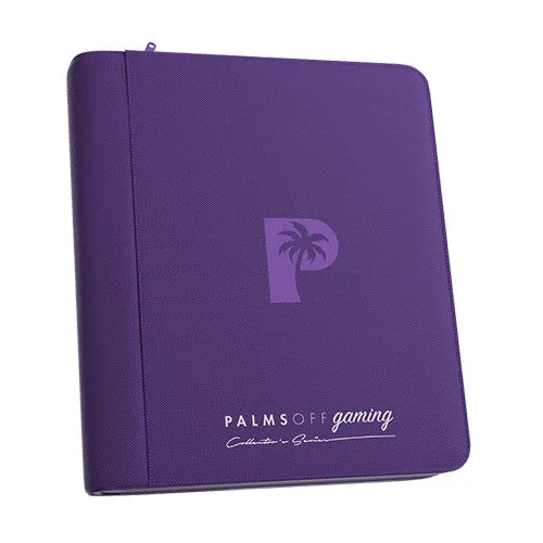 Palms Off Gaming Collector's Series 4 Pocket Card Loader TOP LOADER Clear Zip Binder - Purple