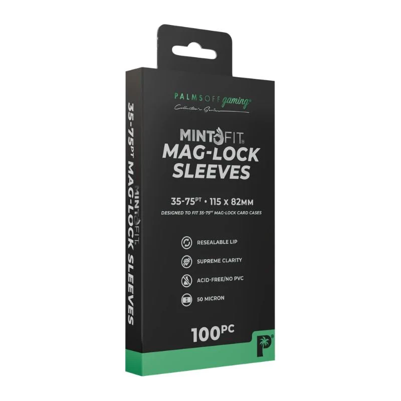 Palms Off Gaming Mint-Fit Mag-Lock Card Case Sleeves (35pt-75pt) - 100pc