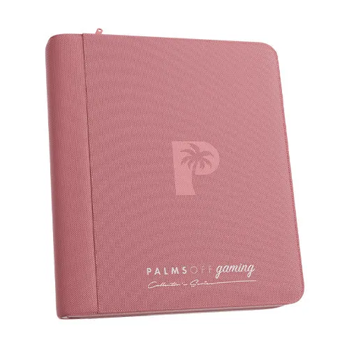 Palms Off Gaming Collector's Series 4 Pocket Card Loader TOP LOADER Clear Zip Binder - Pink