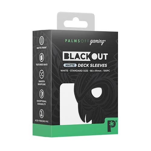 Palms Off Gaming Palms Off Standard 100pc Blackout Deck Sleeves - White Matte