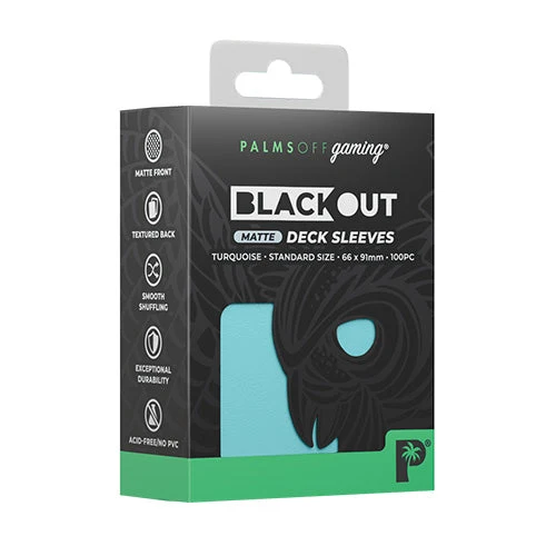 Palms Off Gaming Palms Off Standard 100pc Blackout Deck Sleeves - Turquoise Matte