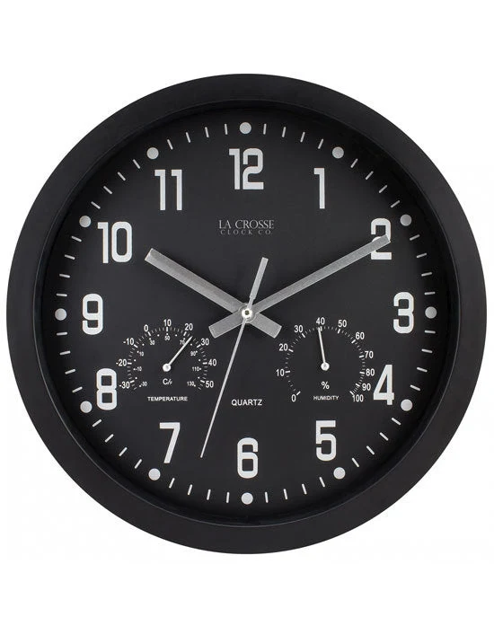 La Crosse 404-2631 30cm Inkwell Wall Clock with Temp and Humidity